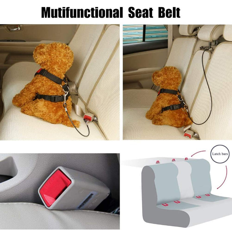 YUIP Chew Proof Dog Car Seatbelt Safety Restraint Pet No-Chew Tether Cable Stainless Steel Dog Leashes Rope Puppy Vehicle Seat Belt with Double Clip and Latch Attachment - PawsPlanet Australia