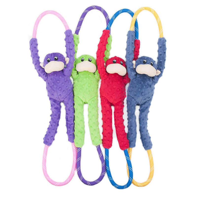[Australia] - ZippyPaws - Monkey RopeTugz, Squeaky and Plush Rope Tug Dog Toy Green 