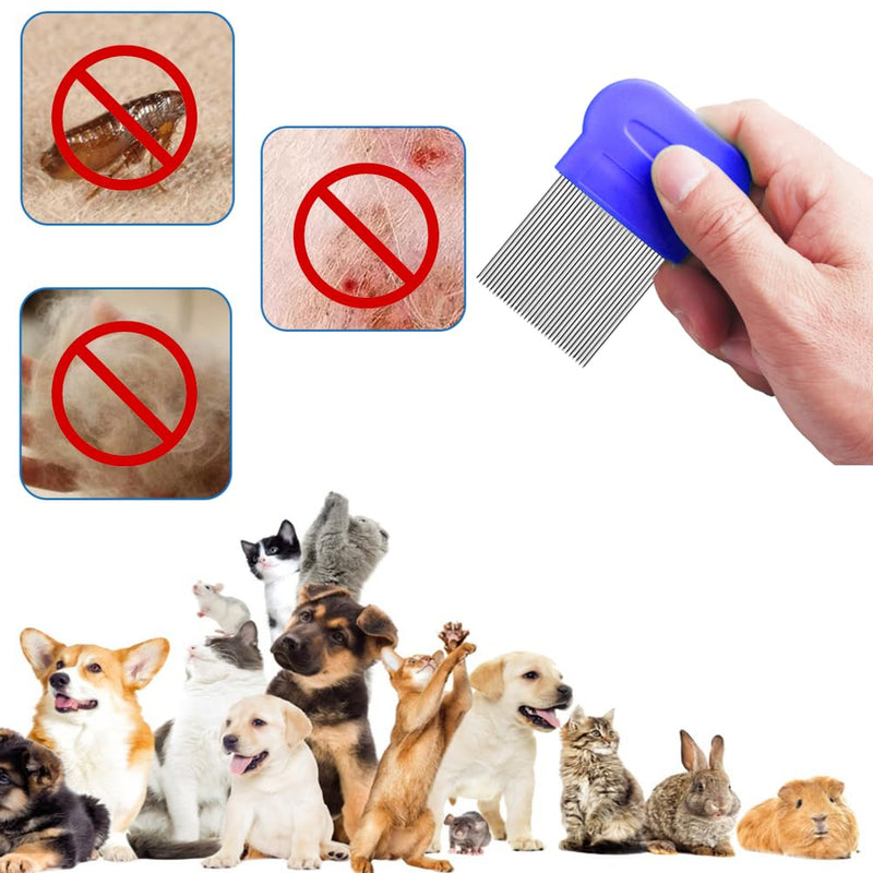 Pack of 4 cat dog flea comb, lice comb, flea comb for removing fleas, metal teeth lice comb, flea tear stain remover comb, pet comb stainless steel lice comb - PawsPlanet Australia