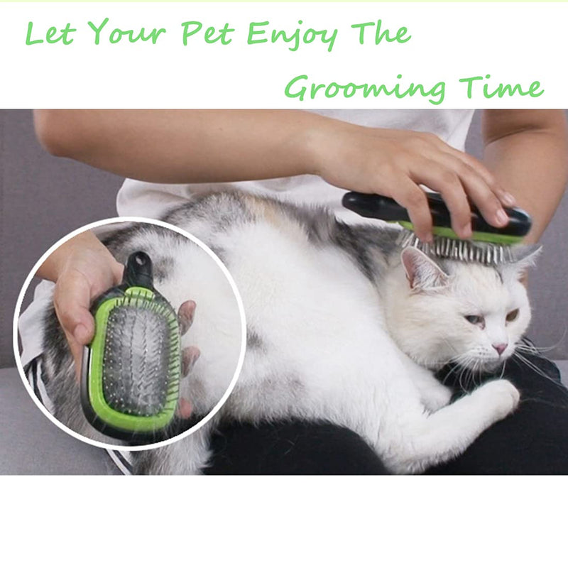 JOYPAWS 3 in 1 Pet Grooming Comb for Dogs & Cats, Includes Massage Brush, Pin Brush, Bristle Brush - Green - PawsPlanet Australia