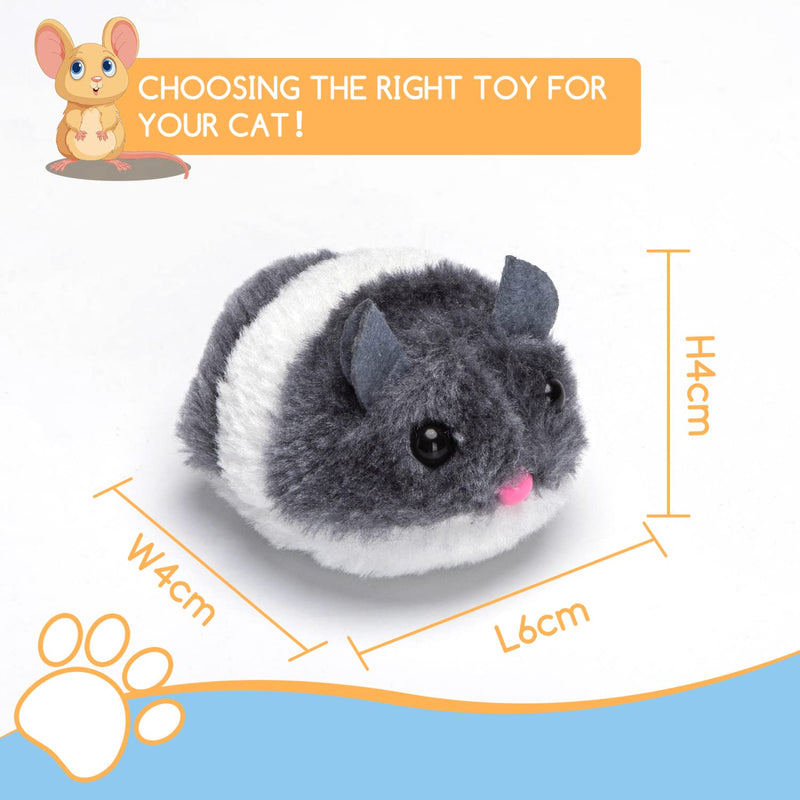 Nobleza Cat Toy Pull String Mouse Vibrating Movable Interactive Toy Vibrating Mouse Realistic Moving Mouse Toy Brown and Gray 2 Pack - PawsPlanet Australia