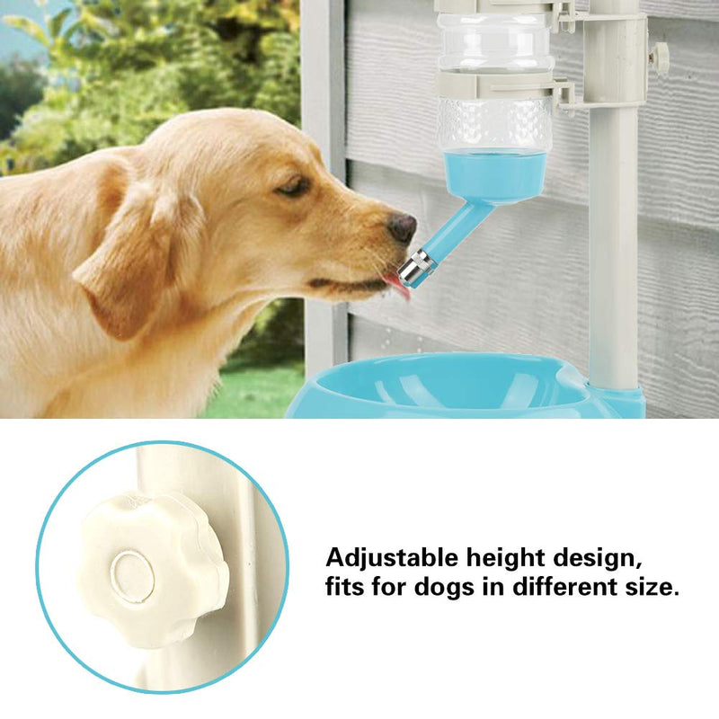 Hztyyier Adjustable Pets Dog Bowl Feeder Water Dispenser Drinking Bottle Food Container Bowl Bottle Standing Dispenser for Cats Dogs Green(blue) blue - PawsPlanet Australia