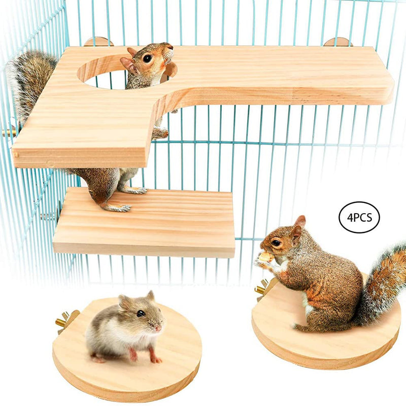 FDDD 4 pieces hamster toys, hamster accessories set, small animal toys, hamster cage accessories, hamster wooden springboards for small animals, hamster chinchilla parrot for the cage - PawsPlanet Australia