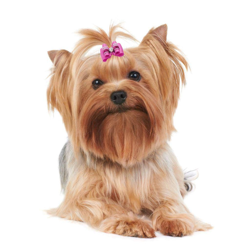[Australia] - PET SHOW Bling Pet Hair Bows with Rubber Bands for Small Dogs Cat Puppy Grooming Hair Accessories Pack of 10 