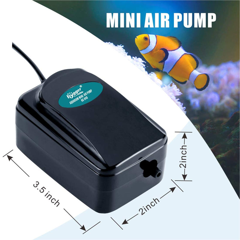 hygger 50GPH Small Air Pump for Aquarium, Oxygen Pump for 1-35 Gallon with Accessories Air Stone Check Valve Air Tube 1-35 Gallon(1W） - PawsPlanet Australia