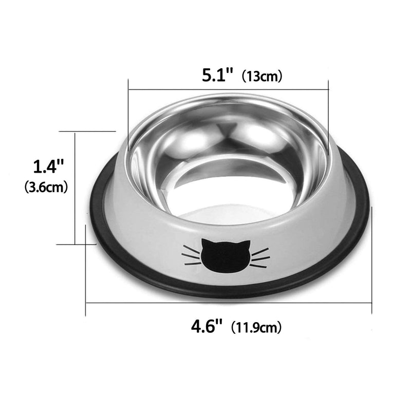 Comsmart Stainless Steel Pet Cat Bowl Puppy Dish Bowl with Cute Cats Painted Non-Skid for Small Dogs Cats (Grey/Grey) Grey/Grey - PawsPlanet Australia