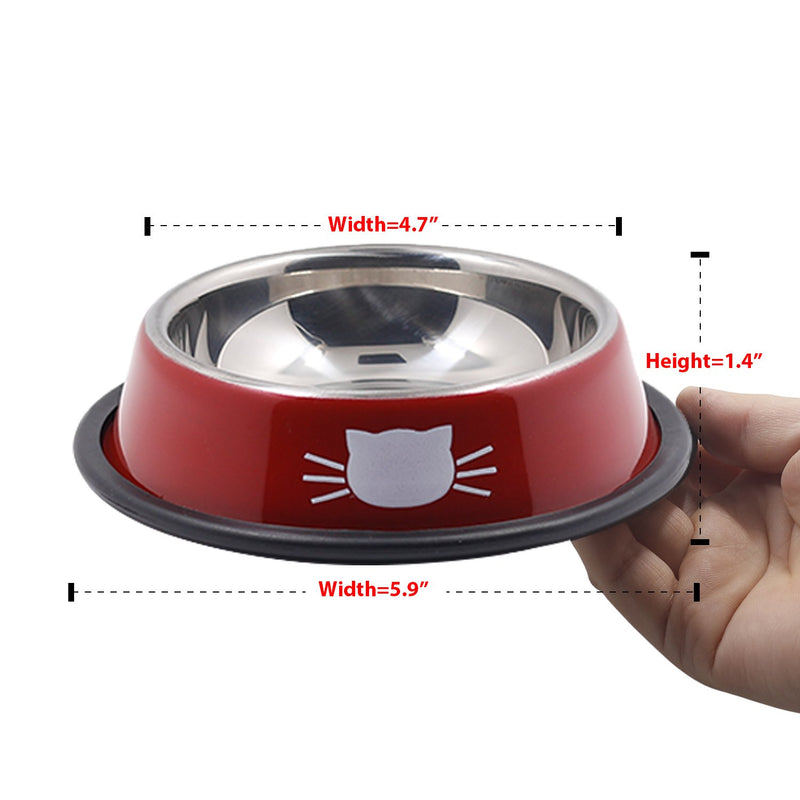 [Australia] - Ureverbasic Cat Bowls Pet Bowl Cat Food Water Bowl with Rubber Base Small Pet Bowl Cat Feeding Bowls Set of 2 Red 