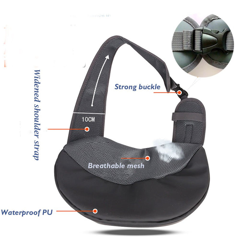 [Australia] - Pet Sling Carrier- Soft Mesh Hands Free Sling Bag Head Out for Puppy Cat Rabbit Guinea Pig- Single Shoulder Carrier Pet Travel Carrier Pouch- for Pets up to 6-12lbs S blue 