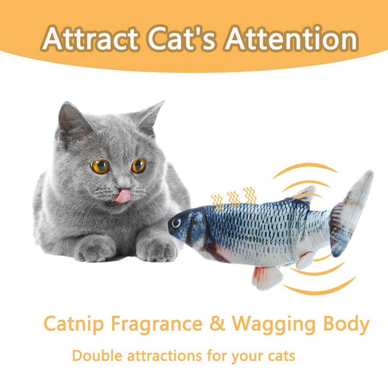 [Australia] - Eutreec Realistic Plush Simulation Electric Doll Fish, Funny Flopping Fish Cat Kicker Interactive Catnip Toys Pets Chew Bite Chew Supplies for Cat/Kitty/Kitten Fish Flop Cat Toys Rechargeable A 