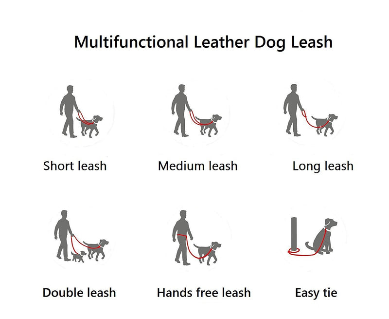 [Australia] - Hands Free Leash Multifunctional Dog Leash 8 Foot Leather Dog Leash for Medium & Small Dogs 