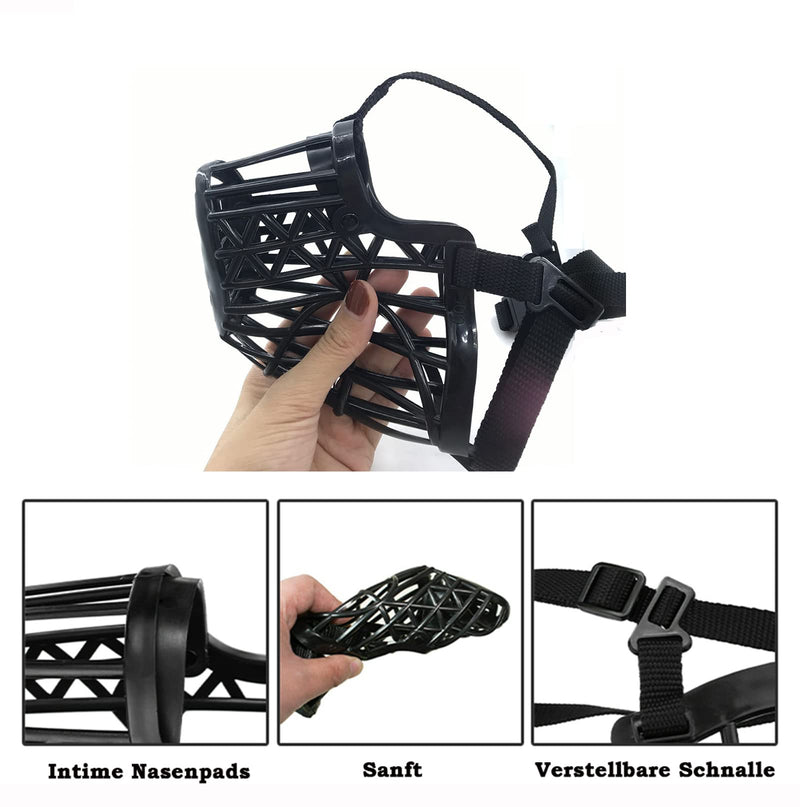 Basket muzzle for dogs, prevents biting, chewing and barking, muzzle for small, medium and large dogs, comes with a measuring tape, adjustable and safe, breathable, black S - PawsPlanet Australia