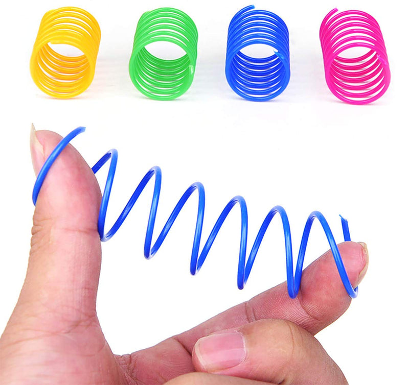 DMFSHI Cat Spring Toy, 64 PCS Colourful Springs Cat Toys, Plastic Coil Spiral Springs Durable Interactive Toys for Cat Kitten Pets, Cat Toys for Swatting, Biting, Hunting - PawsPlanet Australia