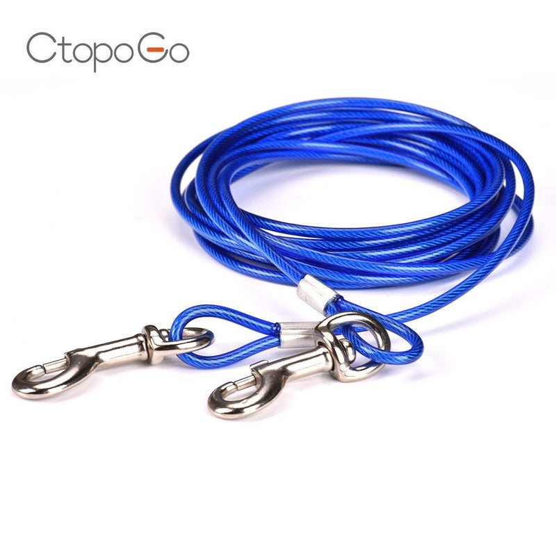 CtopoGo 10ft (3m) Dog Tie Out Cable,Pet Tie Out Cable,Tie-Out Cable for Dogs up to 125 lbs, Suitable for all breeds (3m, Blue) 3m - PawsPlanet Australia