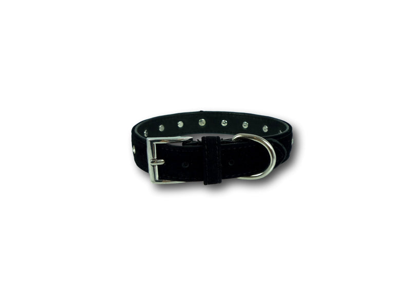 Cara Mia Dogwear Diamante Crown/Bone and Studs Velvet Dog Collar (Large, Black Crown) Large - PawsPlanet Australia