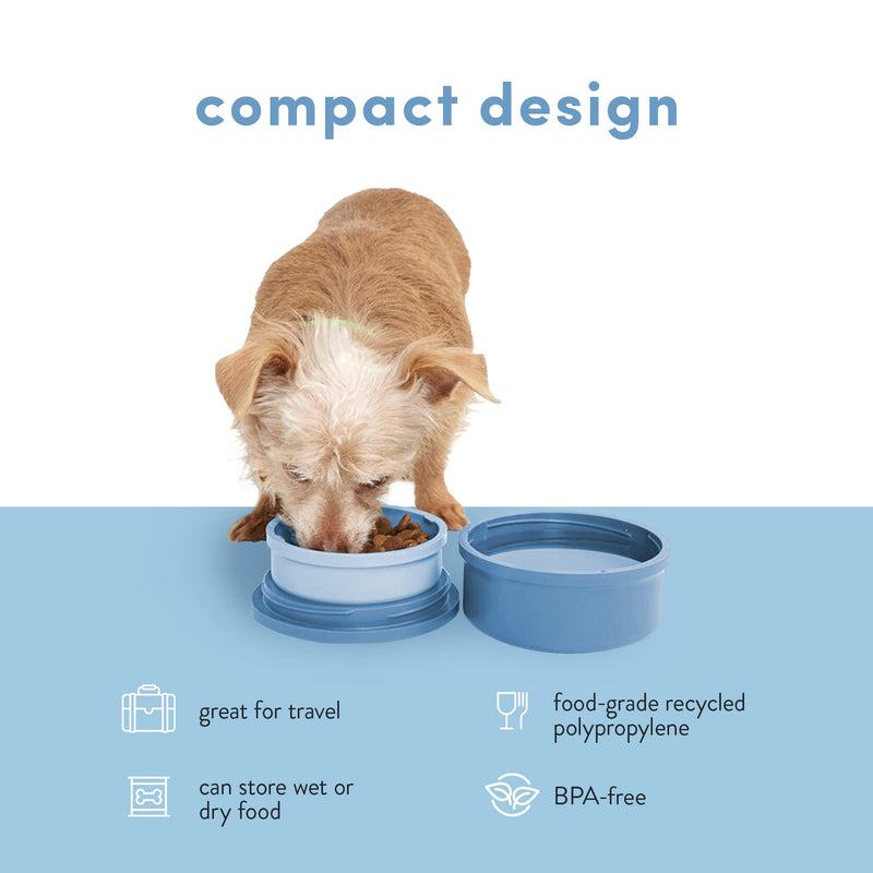 KindTail - Kind Bowls, Travel Dog Bowls, Portable Pet Bowls, Microwave and Dishwasher-Safe Dog Bowl with Lid and Handle, Inner Bowl with 10oz Capacity and Outer Bowl with 20oz Capacity, Light Blue - PawsPlanet Australia