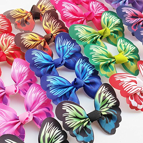 Chenkou Craft 20pcs(10pairs) Assorted Color Lots Pet Dog Hair Bows Butterfly W/Clip Party Dog Grooming (Butterfly with Clip) - PawsPlanet Australia