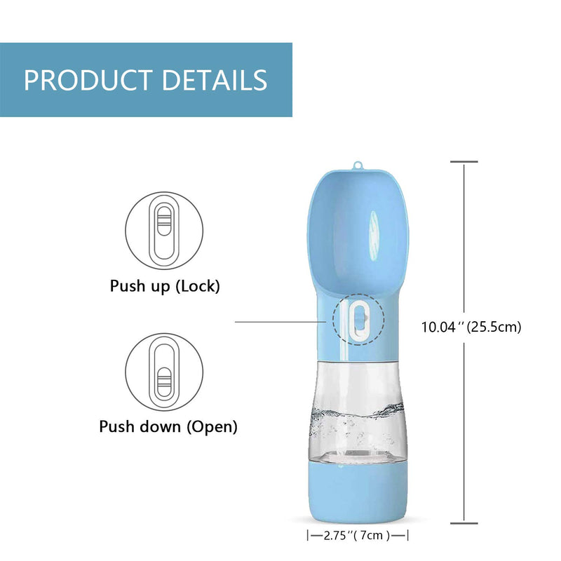 [Australia] - DOXILA Dog Travel Water Bottle,Dog Water Bottles for Walking Portable Water Bottle for Dogs Dog Water Bottle Dispenser,Multifunctional Outdoor Water&Food Bowl for Dogs and Cats Blue 