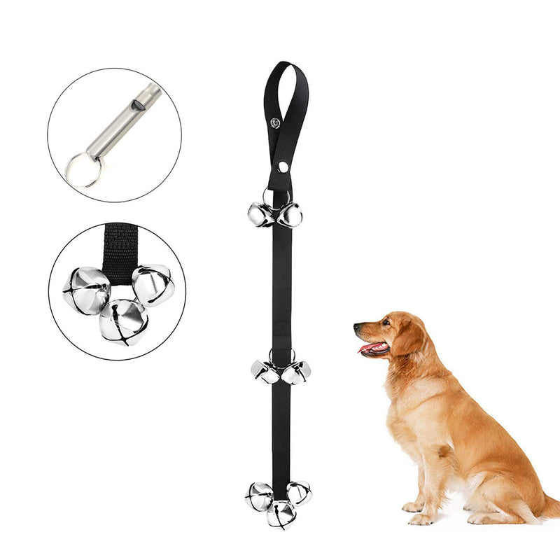 GUMIKE 1 Pack Dog Doorbells Adjustable Dog Training Bells for Door Knob, 7 Extra Loud Jingle Dog Potty Training Door Bell, Extra-Strong Strap and Dog Whistle - PawsPlanet Australia