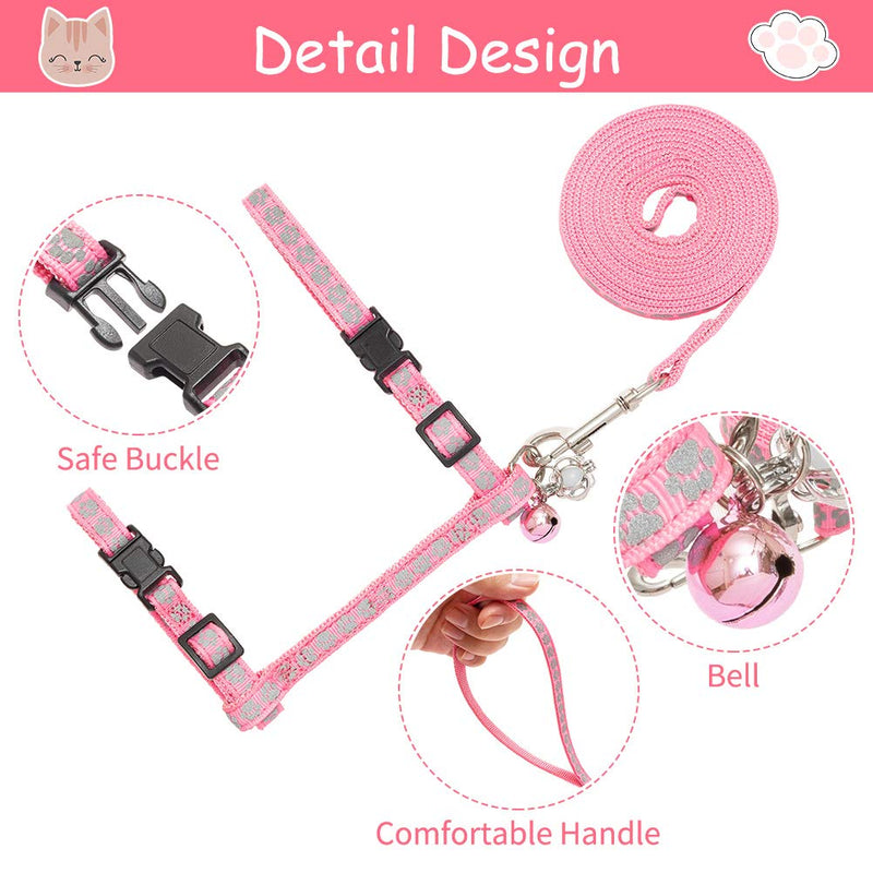 Cat Harness and Lead Set - Escape Proof Kitten Harness Reflective for Outdoor Walking with Safety Buckle, Soft and Adjustable, Glow in the Dark - PawsPlanet Australia