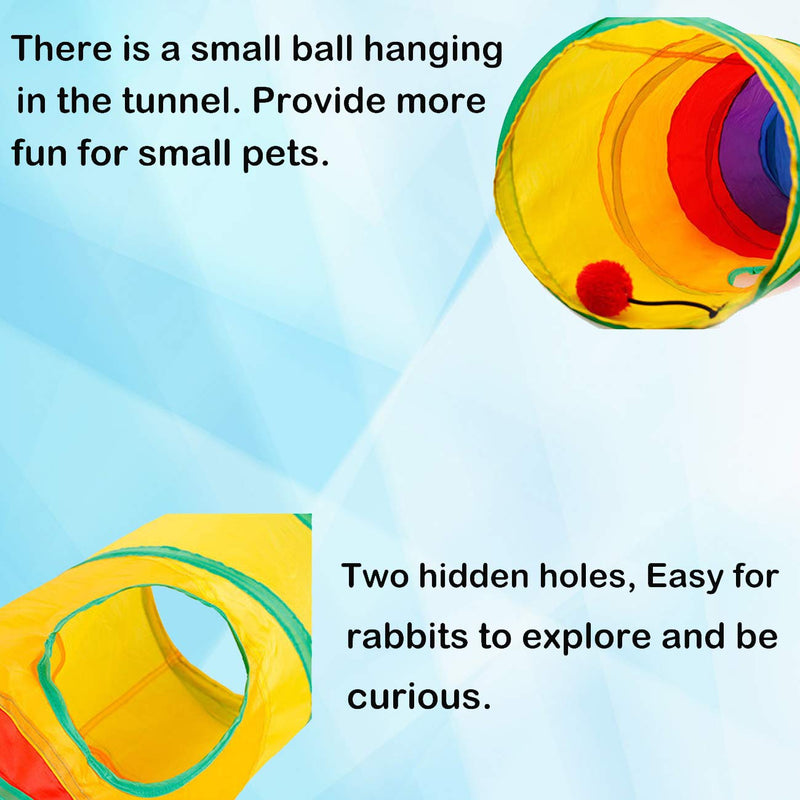 Linifar Bunny Tunnel, Size - 47 x 10 in, Small Animal Large Tunnel Collapsible Hideaway Tunnel Tube with 3 Pack Grass Ball Chew Toys for Rabbit Guinea Pig Hamster Chinchilla Gerbil Ferret Rat - PawsPlanet Australia