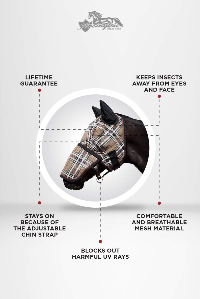 Signature Fly Mask with Removable Nose and Soft Mesh Ears - Protects Horses Face, Nose and Ears from Biting Insects and UV Rays While Allowing Full Visibility - PawsPlanet Australia