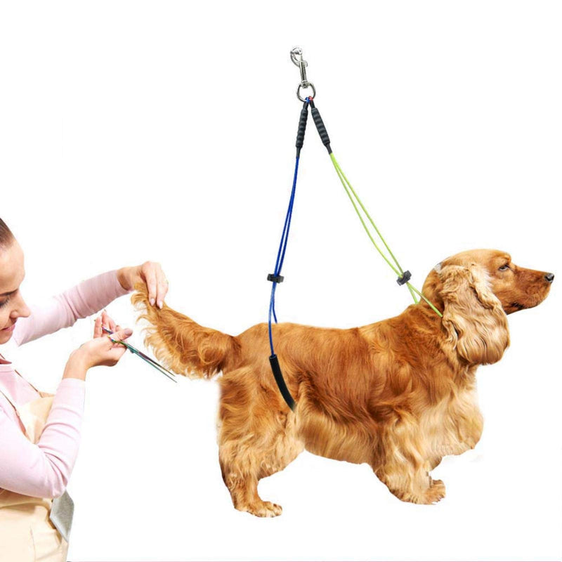 Oumefar Strong Adjustable Belly Strap Leash Grooming Restraint Rope Pet Grooming Leash Loop No-Sit Haunch Holder Dogs Cats (Yellow+blue) Yellow+blue - PawsPlanet Australia