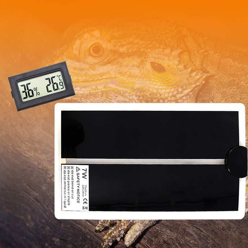 Skystuff Reptile Heat Mat and Digital Thermometer Hygrometer, 7W Waterproof Terrarium Heat Mats and Mini Temperature Humidity Meter for Turtle, Tortoise, Snakes, Lizard, Gecko Tank Warmer - PawsPlanet Australia