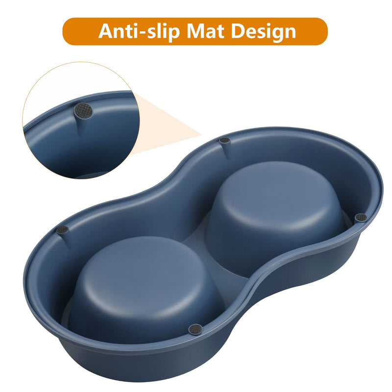 Dog Bowl Double Dog Cat Bowl Premium Stainless Steel Water and Food Raised Bowls, Pet Feeder Bowls Set with Non-Slip Resin Station for Small Medium Dogs Cats Blue - PawsPlanet Australia