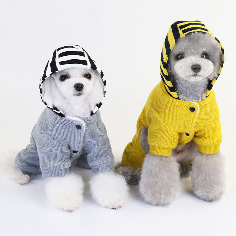 Dog Sweater Dog Clothes Fleece Dog Woolen Sweater Winter Warm Sweat Shirt 4 Legs Jumpsuit Simple Hoodie Fleece Sweater for Small Dog Medium Dog Cat Grey S - PawsPlanet Australia