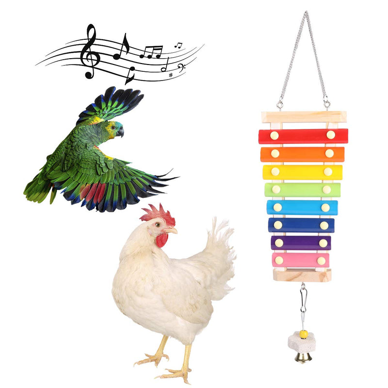Kuways Chicken Xylophone Toy for Chickens, Suspensible Chicken Coop Pecking Toy with 8 Metal Keys and Grinding Stone - PawsPlanet Australia