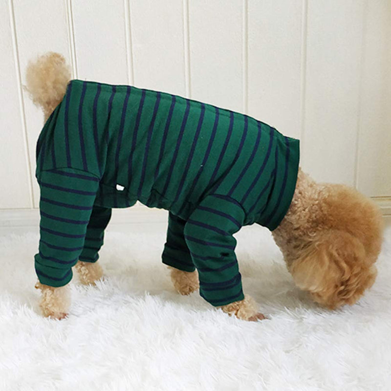 Kukaster Pet Dog’s Recovery Suit Post Surgery Shirt for Puppy, Full Coverage Dog's Bodysuit Wound Protective Surgical Clothes for Small and Medium Pets XS green black stripe - PawsPlanet Australia