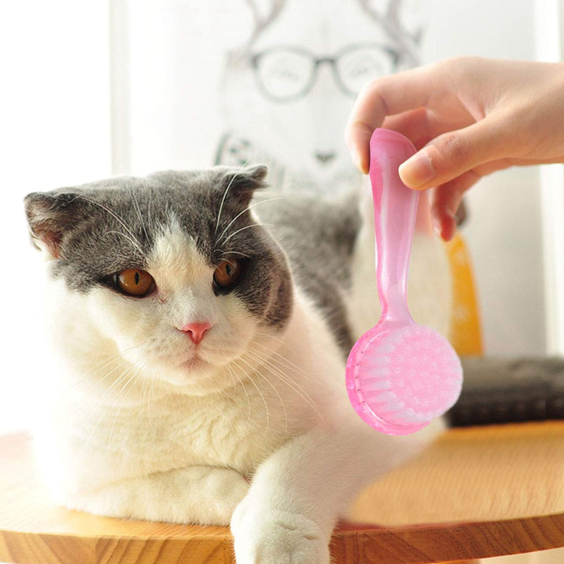 POPETPOP 2PCS Small Animals Bathing Brush, Round Head Cleaning Bath Brush with Lid, Artifact Super Soft Handmade Cleansing Brush, Washing Face Grooming Brush for Small Pets - Pink - PawsPlanet Australia