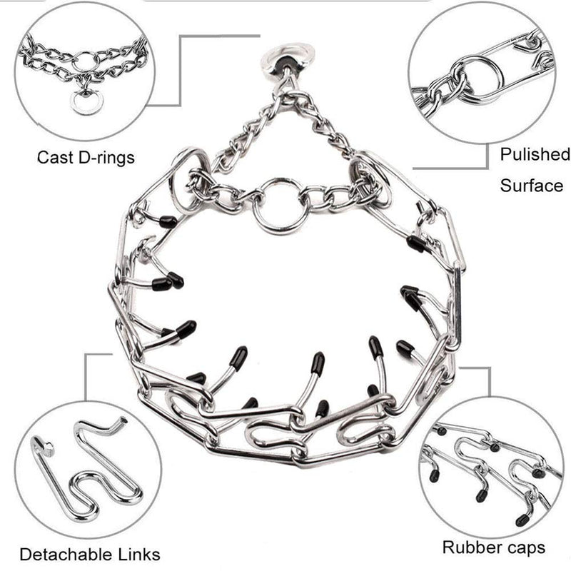 Supet Dog Prong Training Collar, Adjustable Pet Training Pinch Collar, Ultra-Plus Collar with Silver Plating for Small Medium Large Dogs XL (Length: 20"--Weight: over 90 lbS) - PawsPlanet Australia
