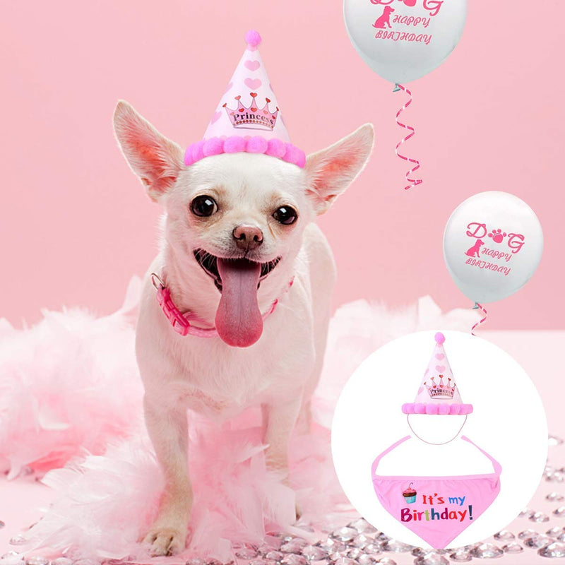 Yababllj Dog Birthday Bandana Pet Birthday Scarfs and Birthday Party Hat Pet Birthday Gift Decorations Set- Pink - PawsPlanet Australia