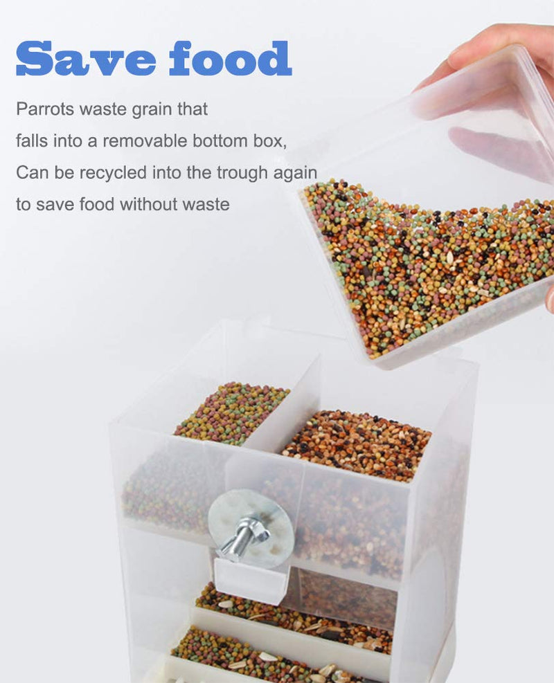 [Australia] - PINVNBY No-Mess Bird Feeder Parrot Automatic Feeder Seed Food Container Perch Cage Accessories for Budgerigar Canary Cockatiel Finch Parakeet Green Cheek Conures Parrotlets Lovebirds 