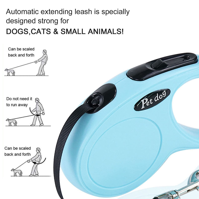 Retractable Dog Leash 16 ft Strong Nylon Tape Heavy Duty 360° Tangle Free One-Handed One Button Lock & Release Suitable for Small Medium Dog Cat - PawsPlanet Australia