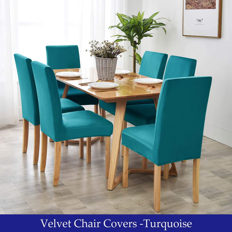 MILARAN Velvet Chair Covers for Dining Room, Soft Stretch Seat Slipcover , Washable Removable Parsons Chair Protector, Set of 2, Turquoise 2-Medium - PawsPlanet Australia