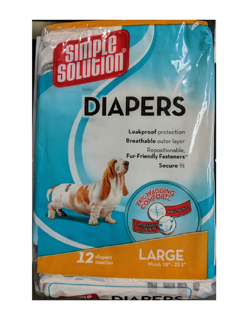 [Australia] - Simple Solution Disposable Dog Diaper 12pk Large 