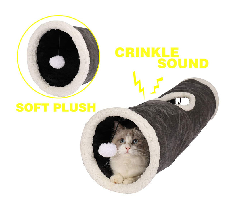 [Australia] - GOHOO PET Cat Tunnel Pop-up Crinkle Paper Pet Tube Collapsible Pet Tunnel Interactive Play Toy with Peekaboo Holes Beige 