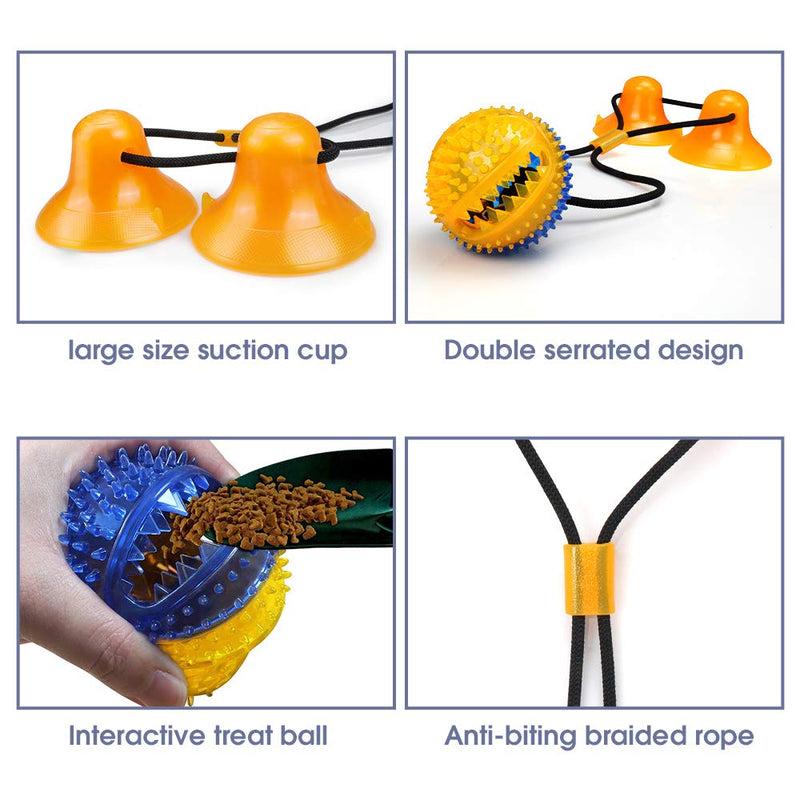 Zily [Upgrade] Dog Chew Toys for Aggressive Chewers,Rope Toys with 2 Suction Cup for Puppies Teething,Boredom,Tug of War, Slow Feeding, Teeth Cleaning and Training Ball Toy yellow - PawsPlanet Australia