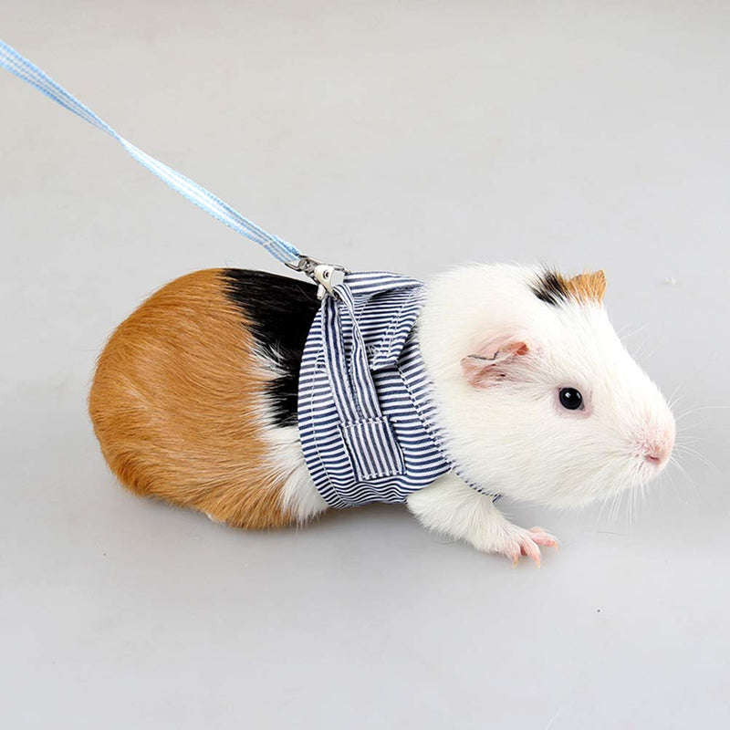 POPETPOP Guinea Pig Harness and Leash-Rabbit Harness Cotton Stripe Chest Strap Vest for Chinchilla Rat Squirrel Hedgehog Ferret Outdoor Walking Clothes-Size L (Blue) S - PawsPlanet Australia