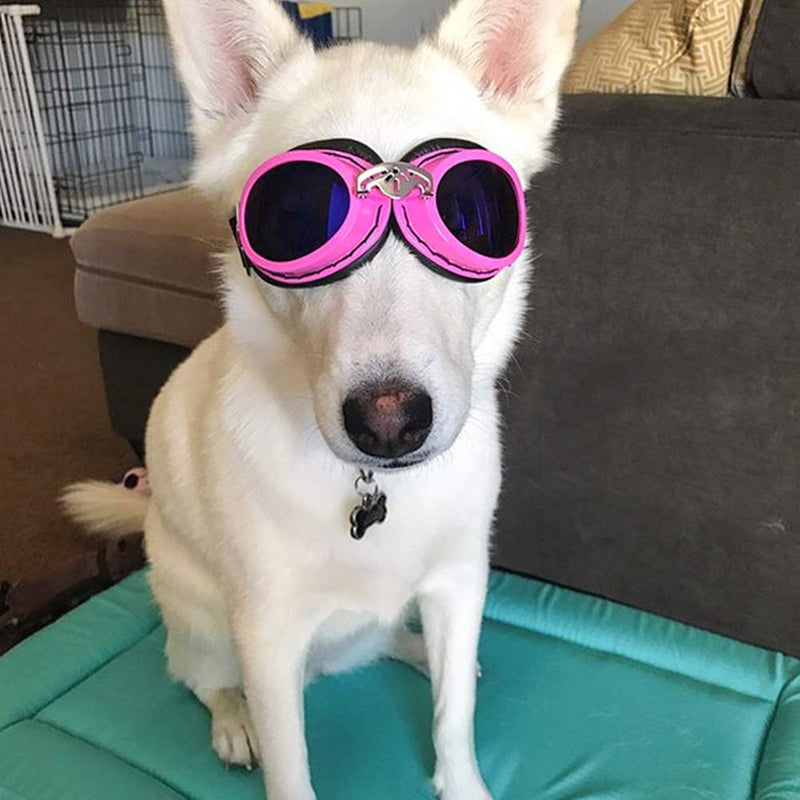 [Australia] - TOTTPED Dog Glasses-Foldable Sunglasses with Strap-Special Waterproof Goggles-Large Variety of Adjustable Dog Goggles one Size Pink 