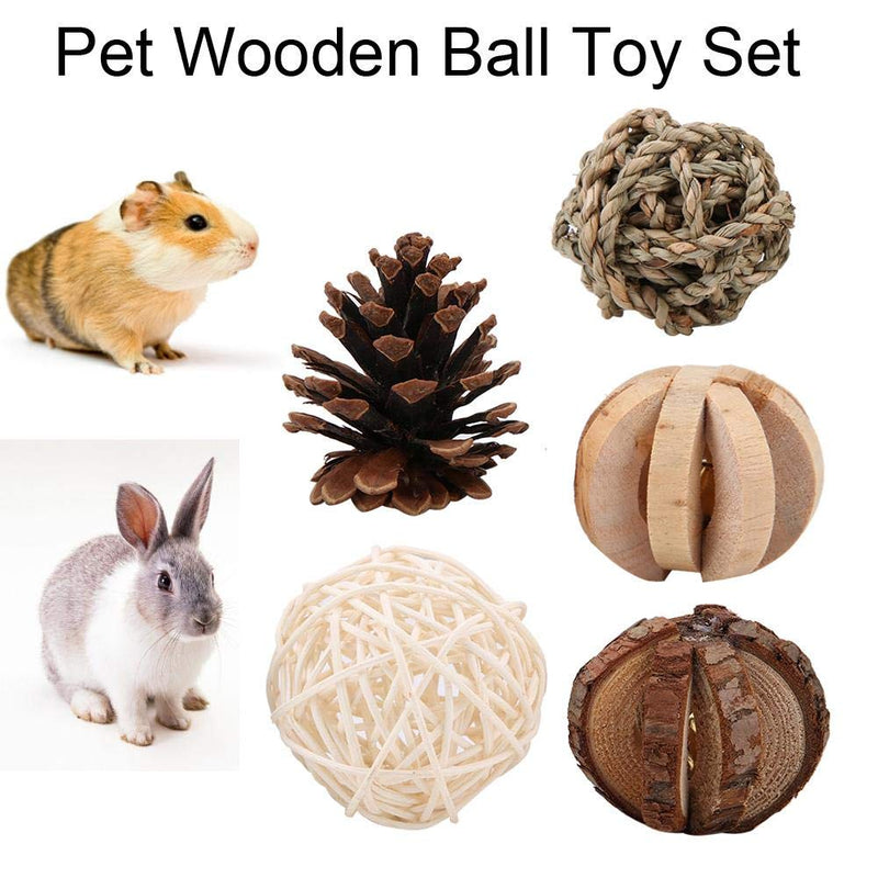 Hamster Chew Toys, 5Pcs Natural Pine Cone Rattan Ball Twine Ball Bell Ball Teeth Care Molar Toy for Chinchilla Guinea Pig Rabbits Ferret Gerbil Rats - PawsPlanet Australia