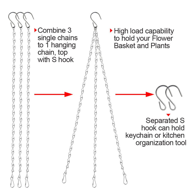 Teenitor 8 Pcs Black Metal Hanging Basket Chains, 4 Pcs 35 Inch & 4 Pcs 13 Inch Replacement Extender Metal Chains Set with Clips & Hooks for Chicken Feeder Bird Cage Planters Lanterns Ornaments - PawsPlanet Australia