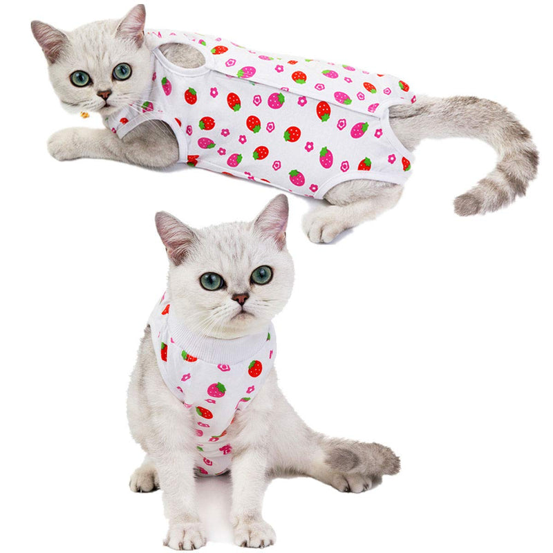 [Australia] - Kitipcoo Professional Surgery Recovery Suit for Cats Paste Cotton Breathable Surgery Suits for Abdominal Wounds and Skin Diseases for Cats Dogs, After Surgery Wear Suit XL (12-15 lbs) Strawberry 