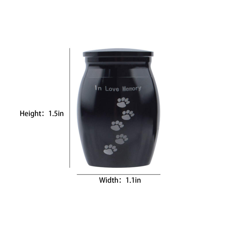 Broadsheet Mini Urns for Human Ashes, Pet Urns for Dogs Ashes, Metal Keepsake Urns for Human Ashes, Dog Urns for Ashes, Not Forgotten You Left Paw Prints on My Heart (Black) - PawsPlanet Australia
