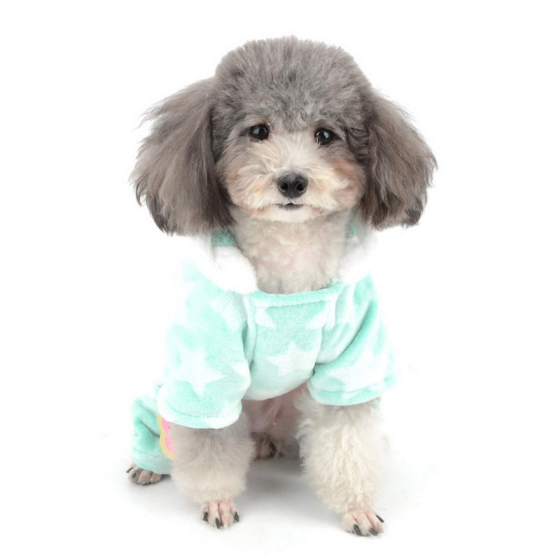 Zunea Small Dog Pyjamas Jumpsuit Puppy Hoodie Coat Clothes for Dogs Girls Boys Winter Warm Pajamas Outfits Soft Cotton Pet Overall Apparel Green XXL(Pls Check the Size of Chest and Back Before Order) mini XXL (Chest:52cm, Back:40cm) - PawsPlanet Australia