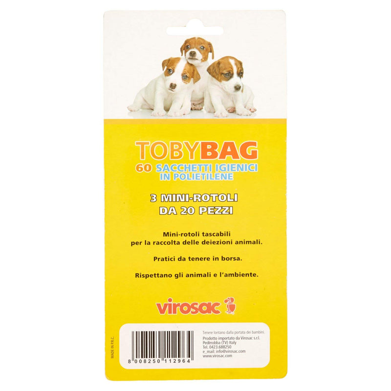 Virosac - Tobybag - Hygiene bag ideal for the collection of dog waste 60 bags 22 x 32 cm - PawsPlanet Australia