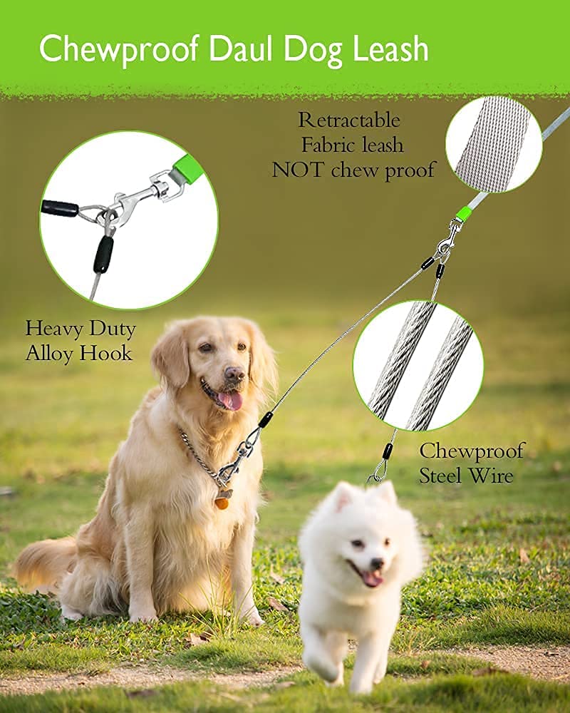 26FT Long Chew Proof Retractable Dog Leash with 2 Heavy Duty Anti-Chewing Wire Ropes, 360° Tangle-Free Dog Lead with Anti-Slip Handle for Small/Medium/Large Dogs… Blue - PawsPlanet Australia