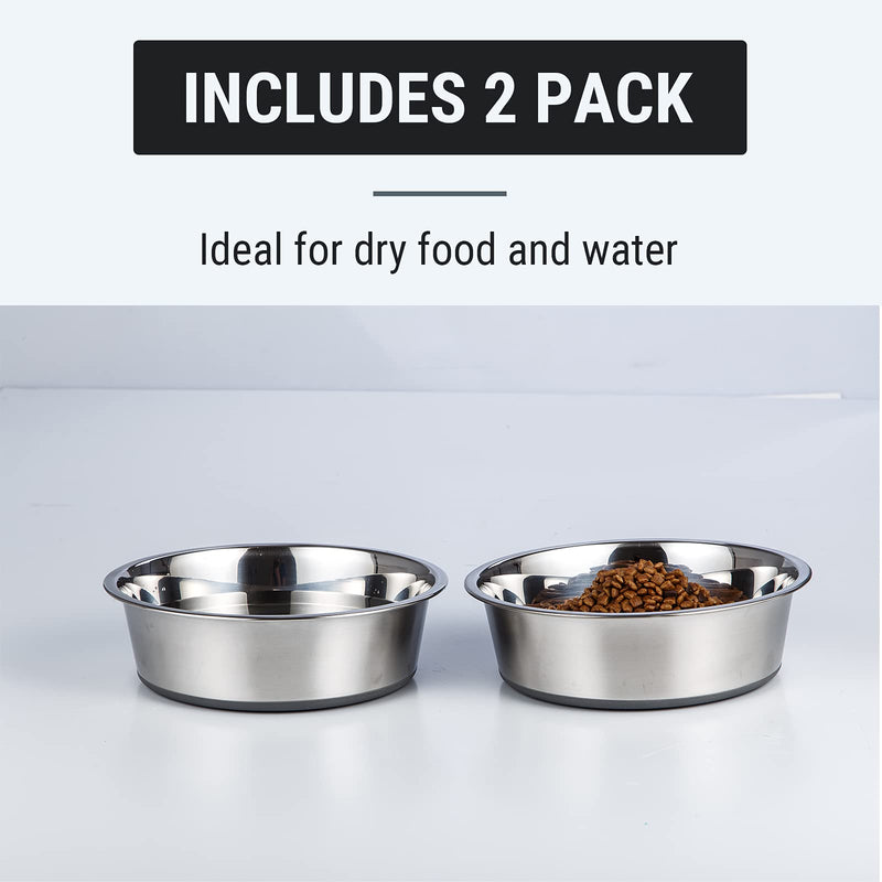 Stainless Steel Metal Dog Bowls | Nonslip Rubber Bottom Design | Ideal Food Water Bowls Set for Small, Medium, and Large Sized Dogs For Small Dog Breeds A_2 Pack Bowls - PawsPlanet Australia